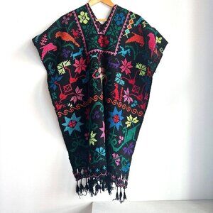 Vintage Colourful Embroidered Poncho Cape
